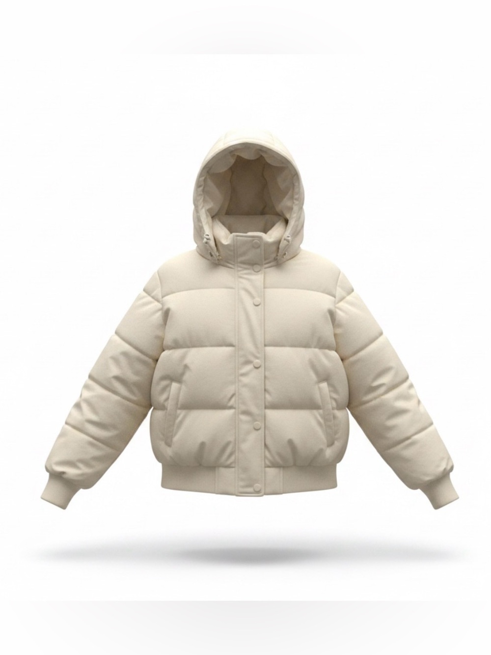Hollister hooded puffer winter jacket woman’s size large- cream/white color EUC